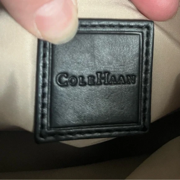 Cole Haan Black Leather Trim Wristlet Clutch Silver Lift Lock Nylon Mini Bag 9” - Picture 12 of 12